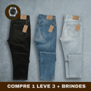Calça Jeans Masculina Elastano - COMPRE 1 LEVE 3 + Brinde